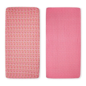 Lot de 2 draps housses 60x120 cm - Rose 