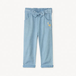 Pantalon brodé cœurs + ceinture à nouer pour bébé fille 