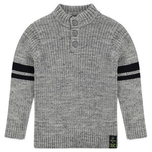 Pull côtelé avec bandes sur les manches 