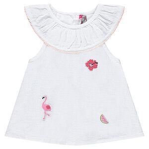 Top en voile de coton armuré avec badges patchés 