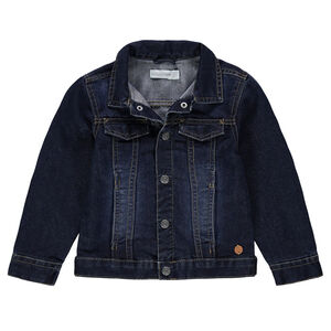 Veste en jeans effet used avec poches pressionnées 