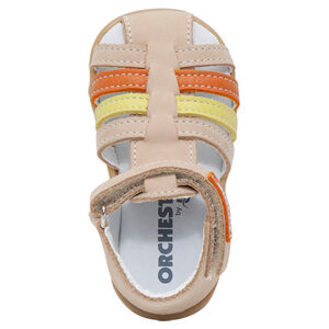 Nu-pieds en cuir avec brides contrastées 