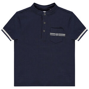 Polo manches courtes à col mao et poche 