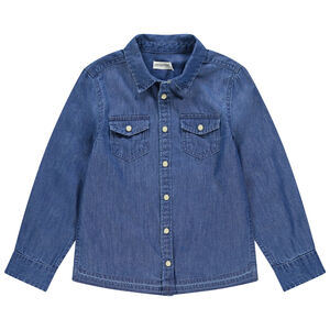 Chemise manches longues en jean à poches à rabat 