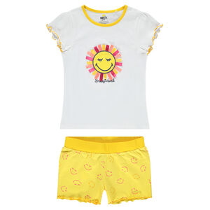 Pyjama en jersey avec soleil en relief et short imprimé Smiley all-over 
