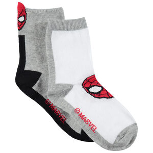 Lot de 2 paires de chaussettes assorties avec tête de Marvel Spiderman en jacquard  