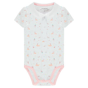 Body manches courtes imprimé all-over avec col Claudine 
