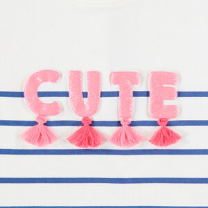 Sweat en molleton style marinière avec message pailleté 