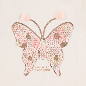 Tee-shirt manches longues en jersey avec papillon en sequins 