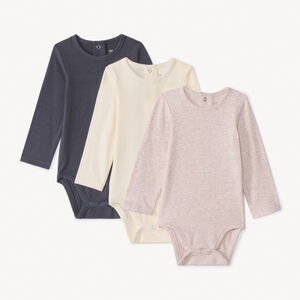 Lot de 3 bodies manches longues unis pour bébé 