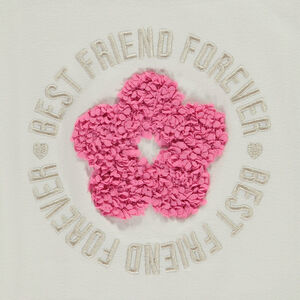 T-shirt manches courtes avec fleur effet pétales 3D fille 