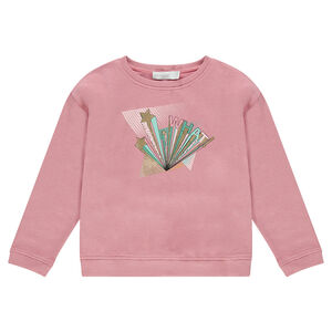 Sweat en molleton uni avec print géométrique en foil doré 