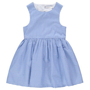 Robe manches courtes à fines rayures et dos ajouré 