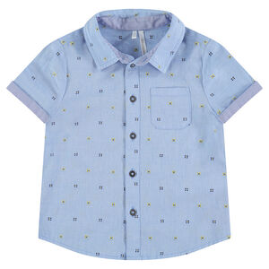 Chemise manches courtes avec petit motif en jacquard all-over 