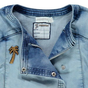 Junior - Veste en jeans surteint avec palmier en sequins et inscription dos 
