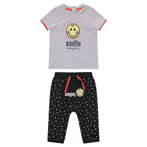 Ensemble avec tee-shirt printé et pantalon imprimé all-over 