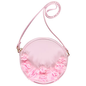 Sac en bandoulière simili cuir rose avec fleurs fille 