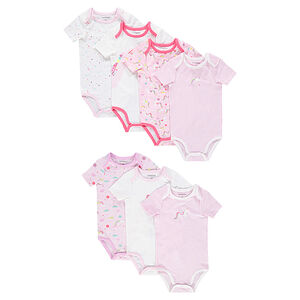 Lot de 7 bodies manches courtes à imprimés fantaisie thème licornes 