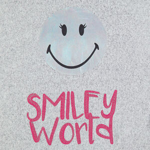 Tee-shirt manches longues chiné avec print Smiley iridescent 
