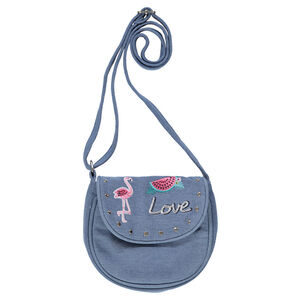 Sac bandoulière à clous fantaisie et broderies colorées 