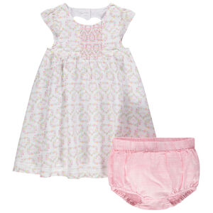 Ensemble avec robe à fleurs et bloomer rayé 