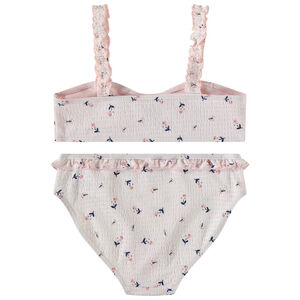 Maillot 2 pièces en seersucker imprimé floral fille 