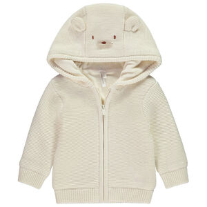 Gilet tricot à capuche ludique ourson pour bébé 