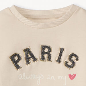 Sweat molleton uni avec broderie loop pailleté fille 