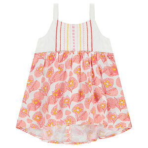 Top volanté à fines bretelles avec imprimé fleur et broderies 