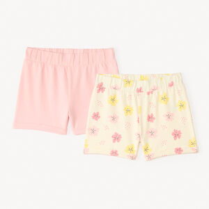 Lot de 2 shorts en jersey uni + imprimé fantaisie fille 