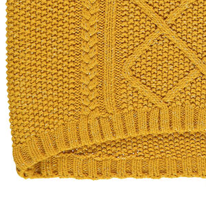 Junior - Pull en tricot moutarde avec jeux de mailles  