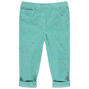 Pantalon en velours milleraies avec étoiles dorées printées 