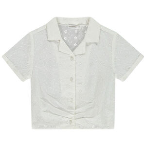 Chemisier manches courtes en broderie anglaise fille 