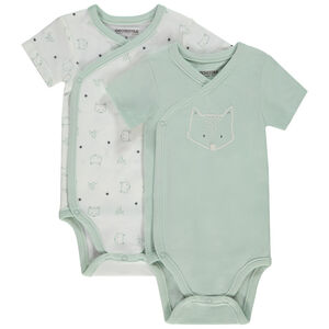 Lot de 2 bodies manches courtes motifs renard pour bébé garçon 