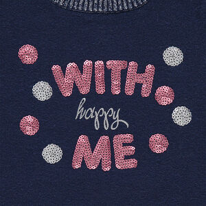 Robe manches courtes en tricot avec message en sequins 
