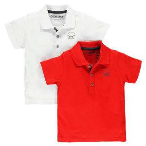 Lot de 2 polos manches courtes unis avec logo printé 