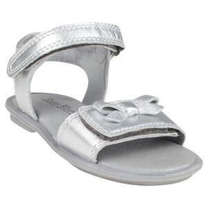 Nu-pieds argentés en cuir à double scratch et noeud du 28 au 35 