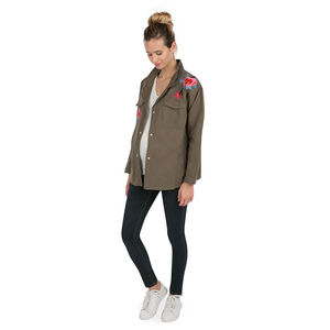 Veste de grossesse kaki avec fleurs brodées 