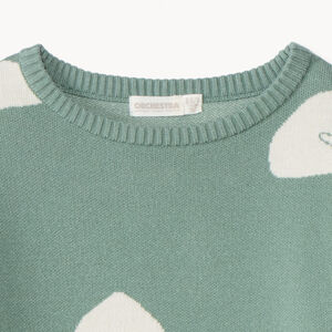 Pull manches longues semi-oversize motif nœud fille 