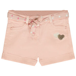 Short en jean avec ceinture à nouer et sequins pour bébé fille 