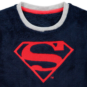 Pyjama en polaire avec logo Superman brodé et bas velours rayé 