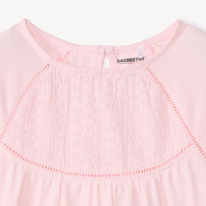 T-shirt manches longues uni à broderie fille 
