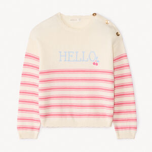 Pull à rayures en tricot motifs fantaisie fille 