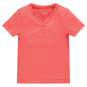 Junior - Tee-shirt manches courtes en slub col tunisien 