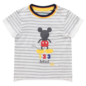 Tee-shirt manches courtes rayé print Mickey Disney 