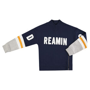 Junior - Sweat en molleton col montant avec bandes contrastées et zip 