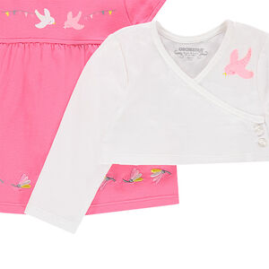 Ensemble avec tunique, boléro printé et legging court imprimé 