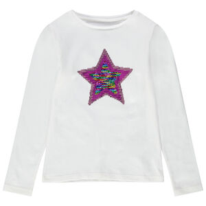 T-shirt manches longues en jersey avec motif en sequins 