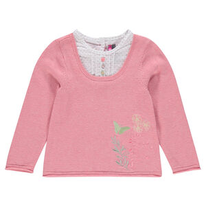 Pull effet 2 en 1 brodé 