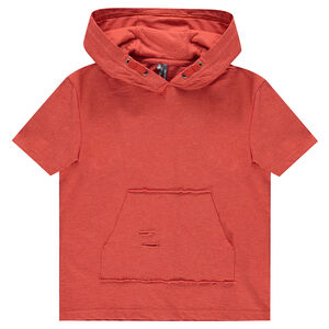 Junior - Sweat manches courtes à capuche avec poche kangourou 